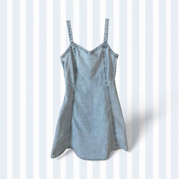 VERO MODA Women Lilith Denim Mini Dress Blue M Coastal Casual Chic Y2K Nostalgia - Picture 13 of 13